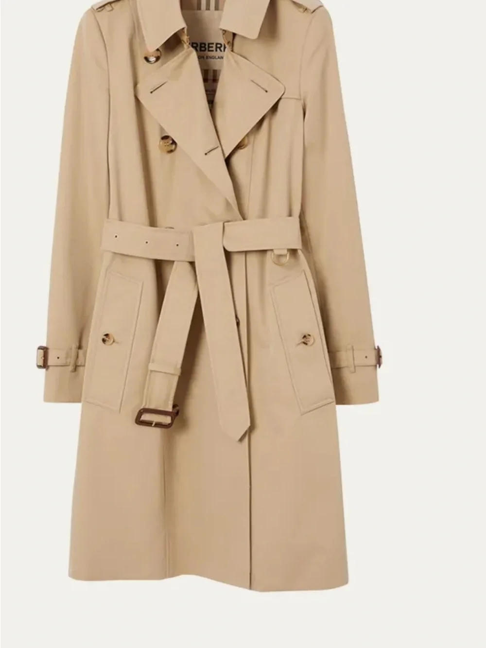 Burberry Beige Double-Breasted Trench Coat with Belt - Picture 8 of 14